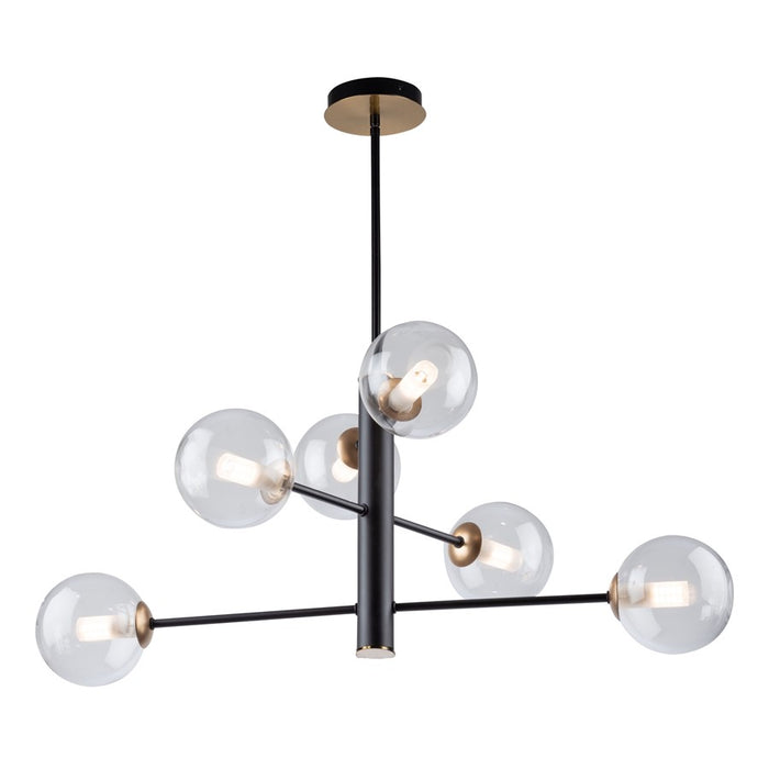 Artcraft Aurelia 30" 6-Light Chandelier, Matte Black/Brass