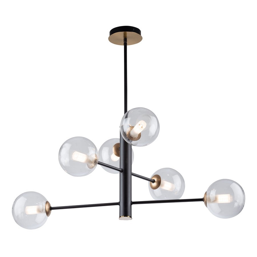 Artcraft Aurelia 30" 6-Light Chandelier, Matte Black/Brass
