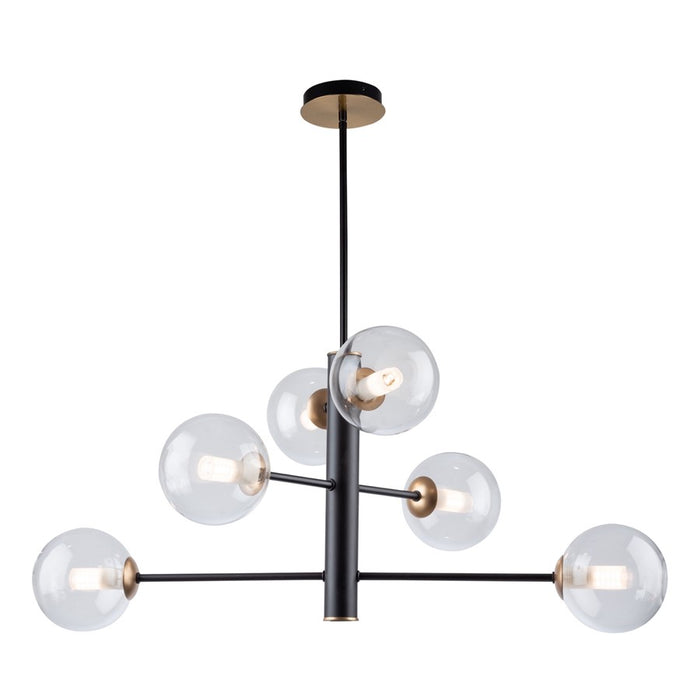 Artcraft Aurelia 30" 6-Light Chandelier, Matte Black/Brass