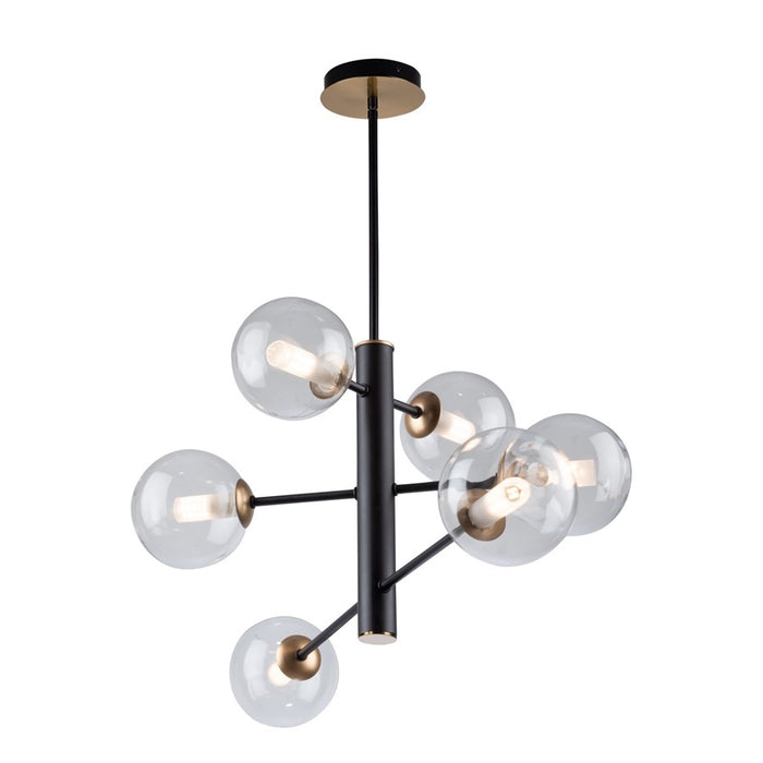 Artcraft Aurelia 30" 6-Light Chandelier, Matte Black/Brass