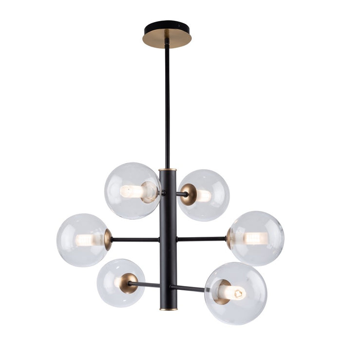Artcraft Aurelia 30" 6-Light Chandelier, Matte Black/Brass