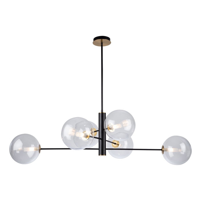 Artcraft Aurelia 48" 6-Light Chandelier, Matte Black/Brass