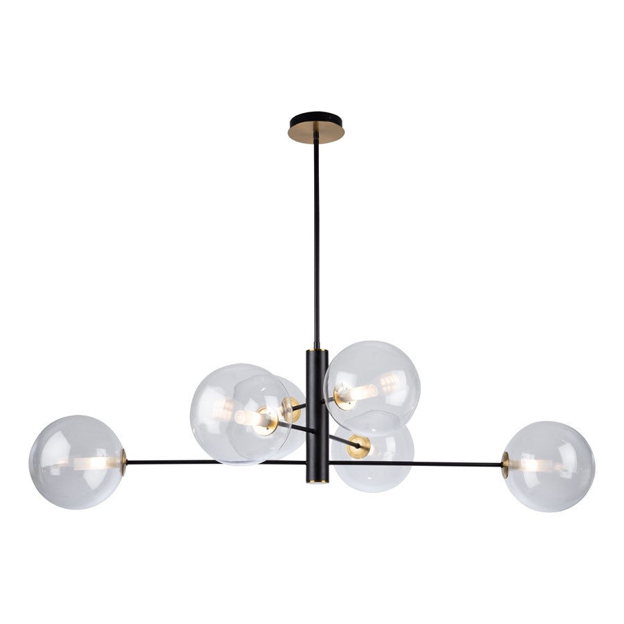 Artcraft Aurelia 48" 6-Light Chandelier, Matte Black/Brass