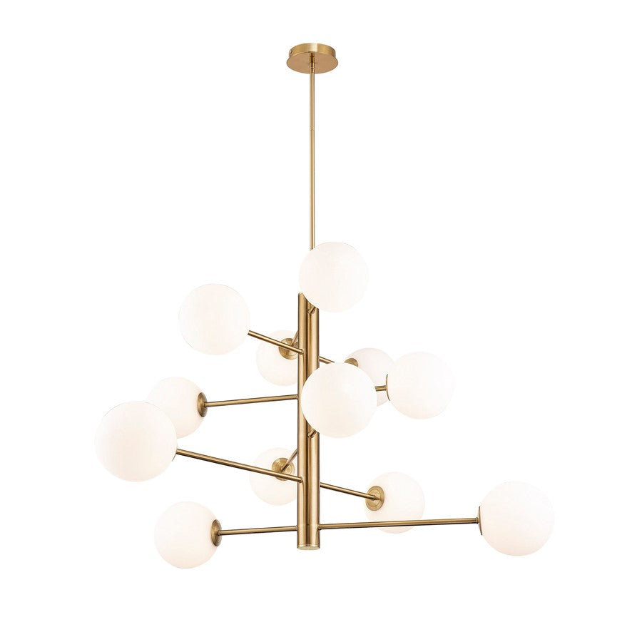 Artcraft Aurelia 12 Light Down Chandelier, Brass/Clear