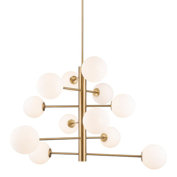Artcraft Aurelia 12 Light Down Chandelier, Brass/Clear