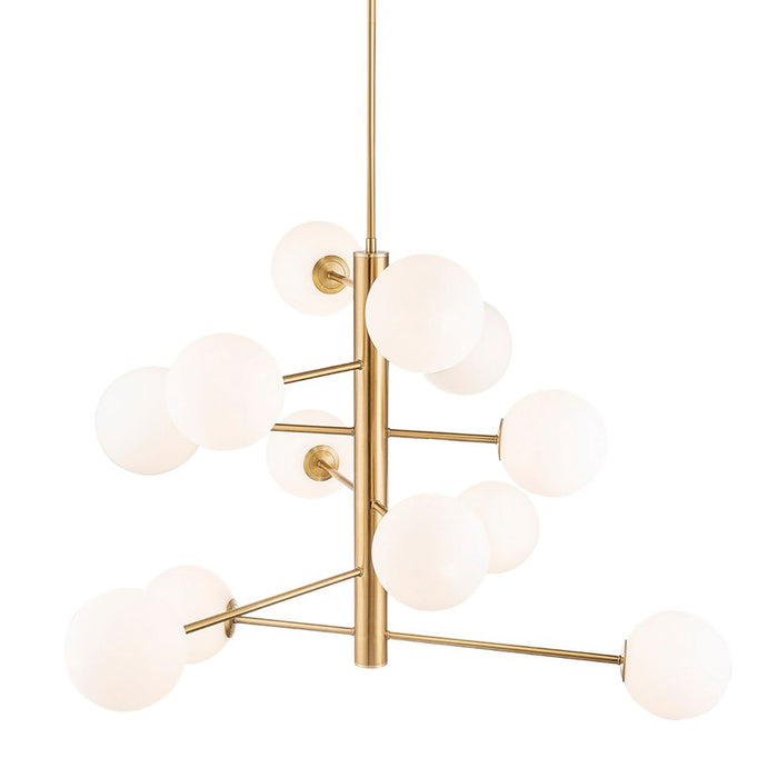 Artcraft Aurelia 12 Light Down Chandelier, Brass/Clear