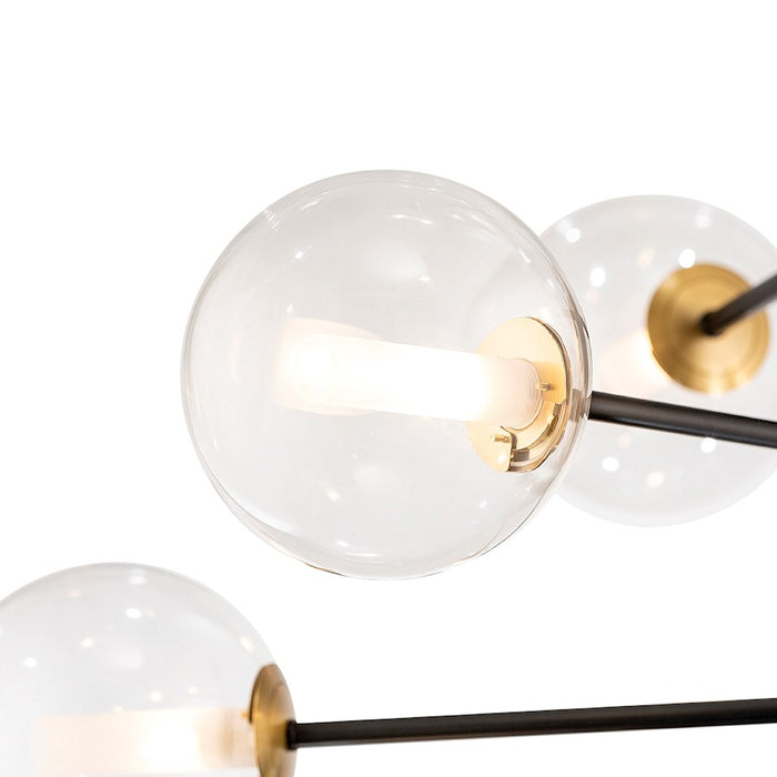 Artcraft Aurelia 12 Light Down Chandelier, Black/Brushed Brass/White