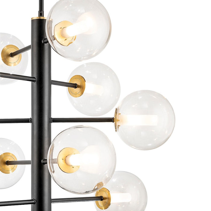 Artcraft Aurelia 12 Light Down Chandelier, Black/Brushed Brass/White