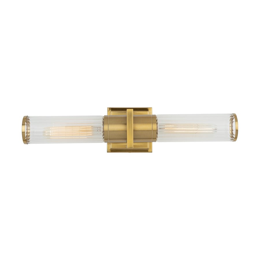 Artcraft Positano 2 Light Bathroom Vanity, Brushed Brass/Clear