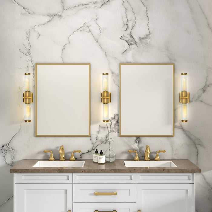 Artcraft Positano 2 Light Bathroom Vanity, Brushed Brass/Clear