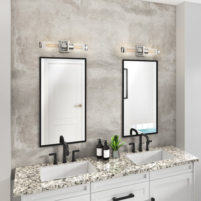 Artcraft Positano 2 Light Bathroom Vanity, Polished Nickel/Clear