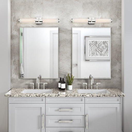 Artcraft Positano 2 Light Bathroom Vanity, Nickel/Clear Ribbed