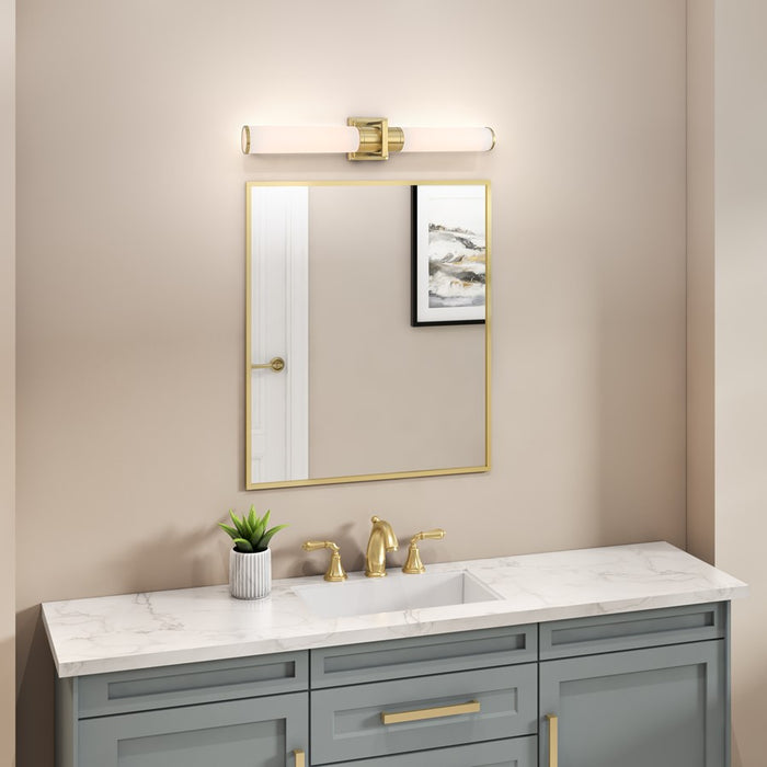 Artcraft Positano 2 Light Bathroom Vanity, Satin Brass/White