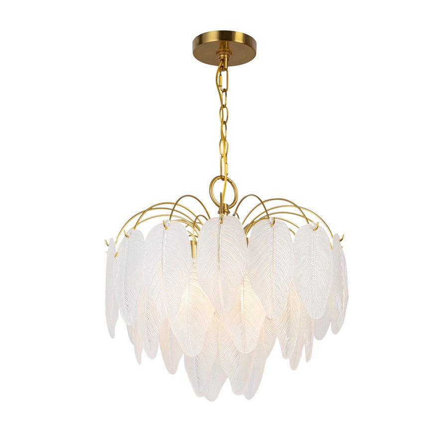 Artcraft Alessia 4 Light Chandelier, Brushed Brass/White