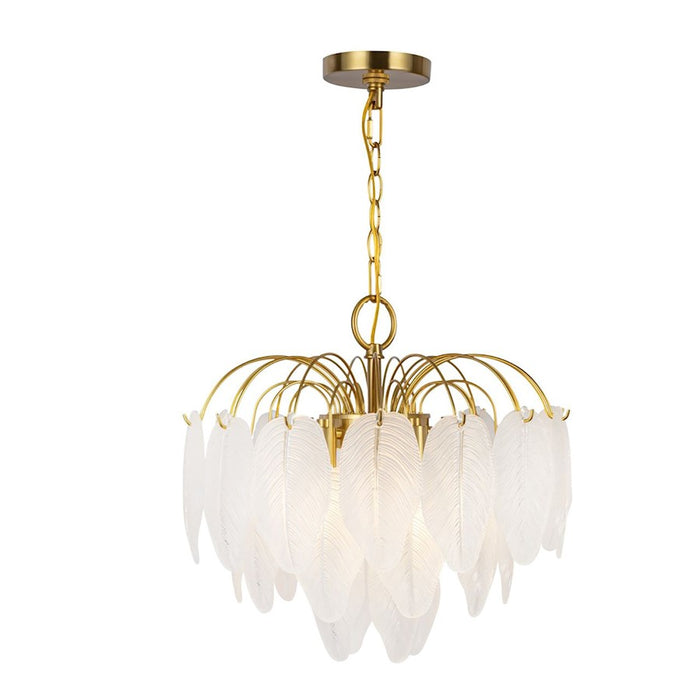 Artcraft Alessia 4 Light Chandelier, Brushed Brass/White