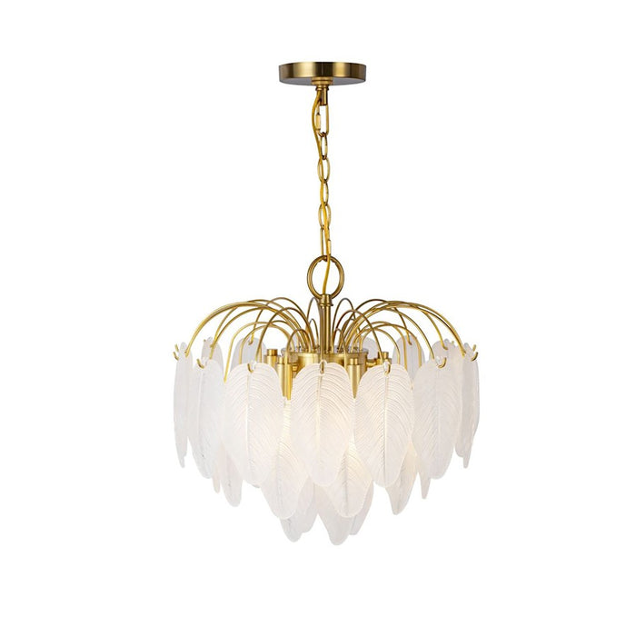 Artcraft Alessia 4 Light Chandelier, Brushed Brass/White