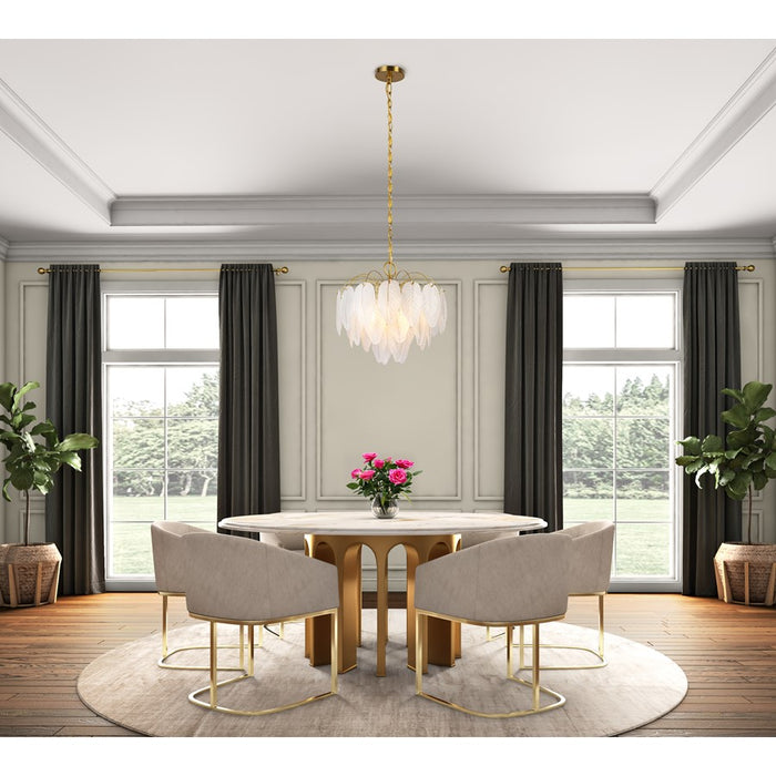 Artcraft Alessia 4 Light Chandelier, Brushed Brass/White