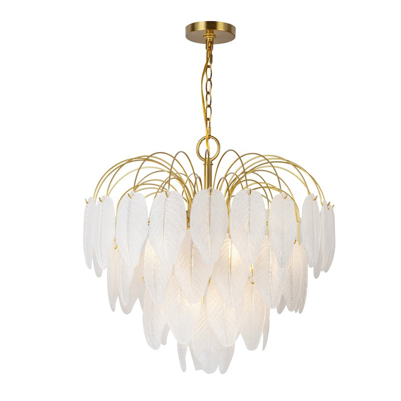 Artcraft Alessia 10 Light Chandelier, Brushed Brass/White