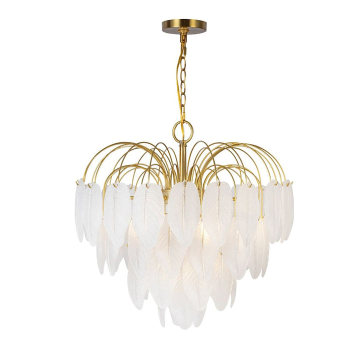 Artcraft Alessia 10 Light Chandelier, Brushed Brass/White