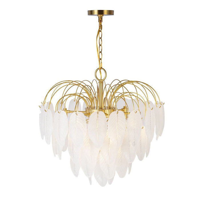 Artcraft Alessia 10 Light Chandelier, Brushed Brass/White