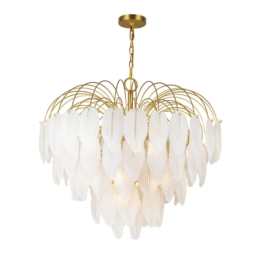 Artcraft Alessia 19 Light Chandelier, Brushed Brass/White
