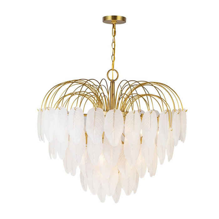 Artcraft Alessia 19 Light Chandelier, Brushed Brass/White