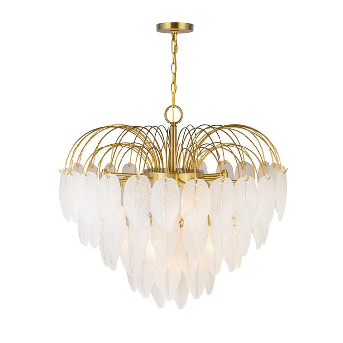 Artcraft Alessia 19 Light Chandelier, Brushed Brass/White