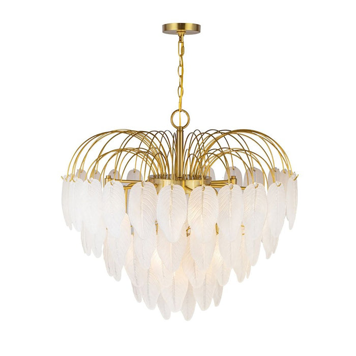 Artcraft Alessia 19 Light Chandelier, Brushed Brass/White