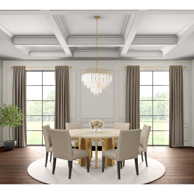 Artcraft Alessia 19 Light Chandelier, Brushed Brass/White