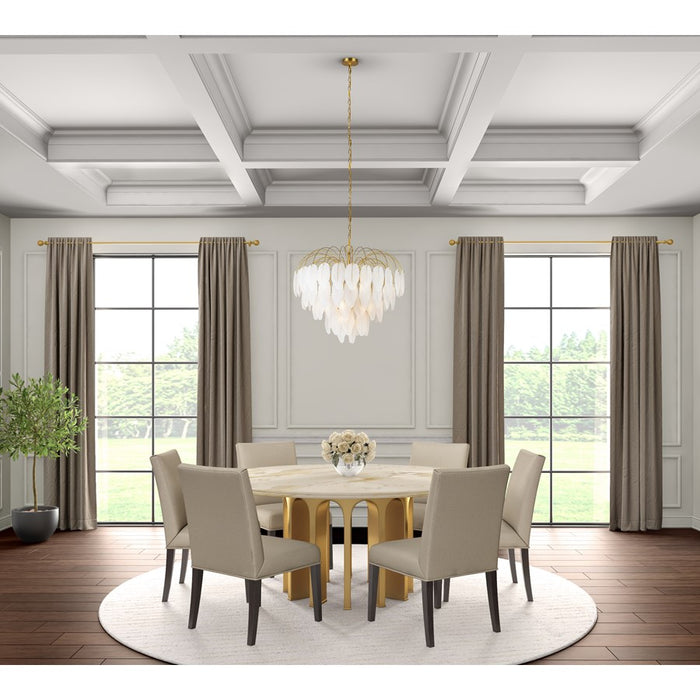 Artcraft Alessia 19 Light Chandelier, Brushed Brass/White