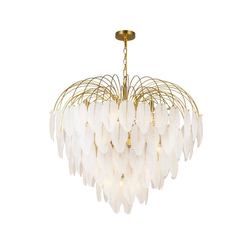 Artcraft Alessia 24 Light Chandelier, Brushed Brass/White