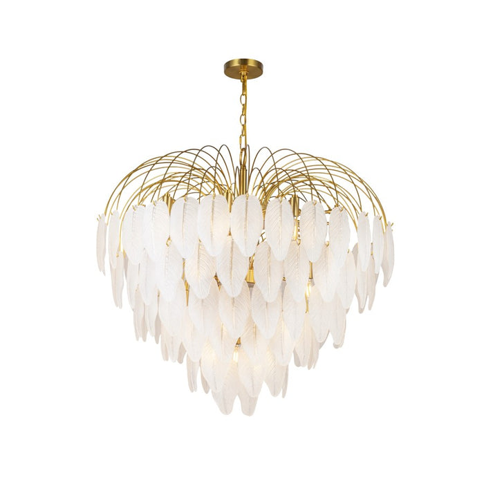 Artcraft Alessia 24 Light Chandelier, Brushed Brass/White