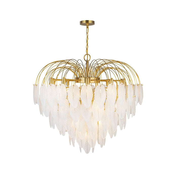 Artcraft Alessia 24 Light Chandelier, Brushed Brass/White