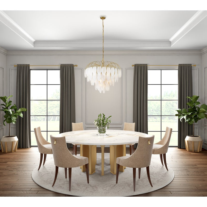 Artcraft Alessia 24 Light Chandelier, Brushed Brass/White