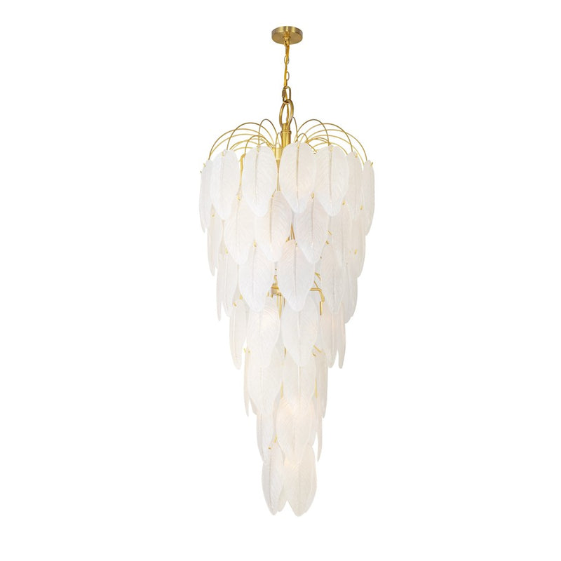 Artcraft Alessia 21 Light Chandelier, Brushed Brass/White