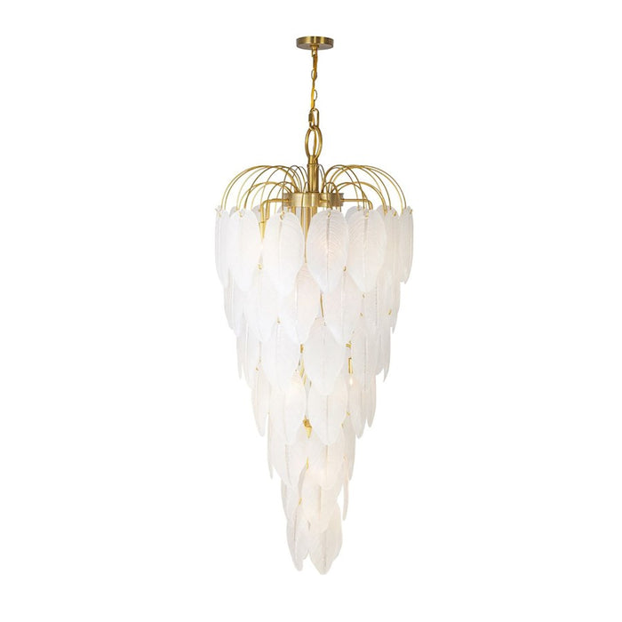 Artcraft Alessia 21 Light Chandelier, Brushed Brass/White