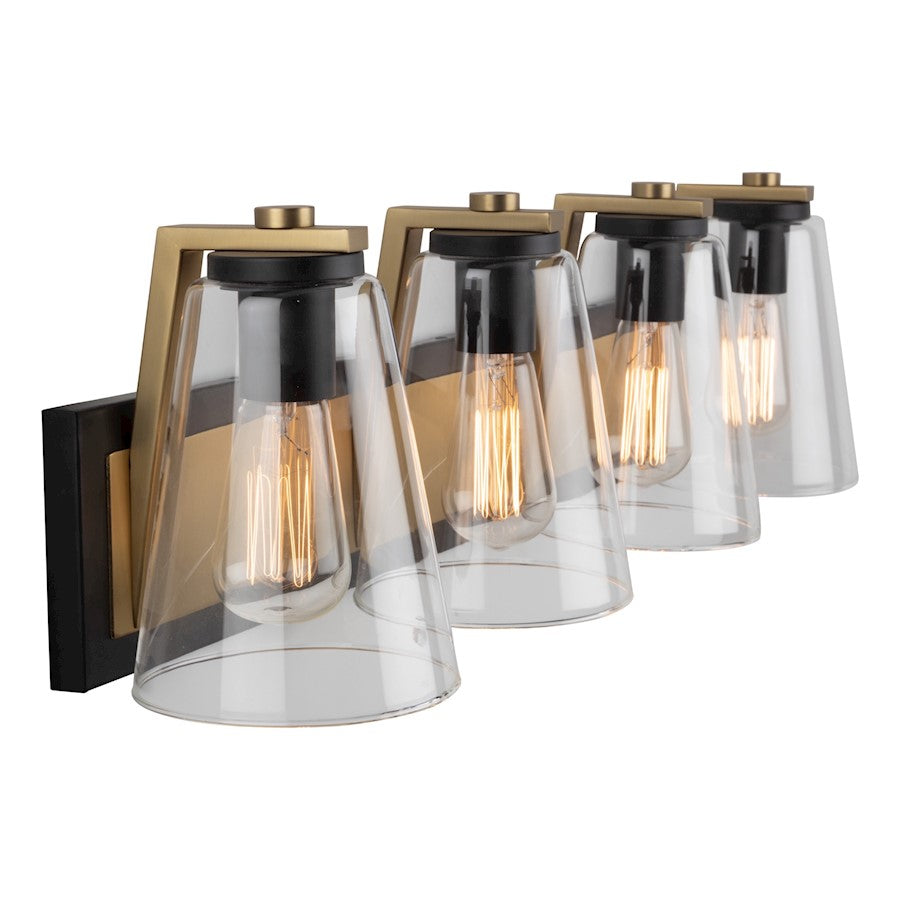 Artcraft Treviso 3-Light Vanity Light, Black/Brass