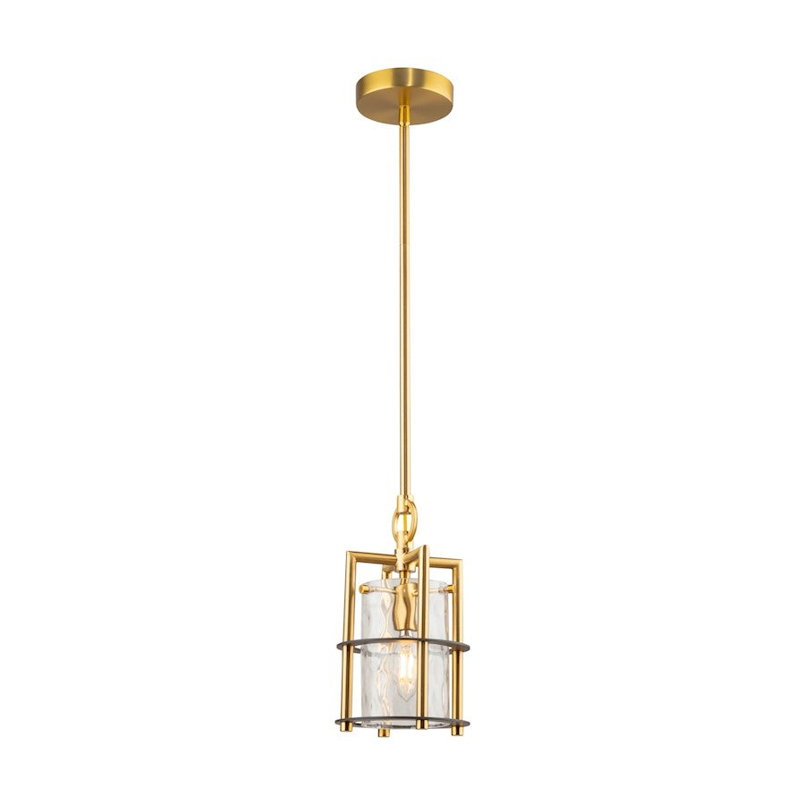 Artcraft Burford 1 Light Down Pendant, Brass/Black/Clear - AC11810BB