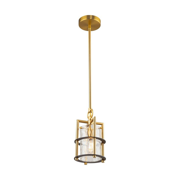 Artcraft Burford 1 Light Down Pendant, Brass/Black/Clear