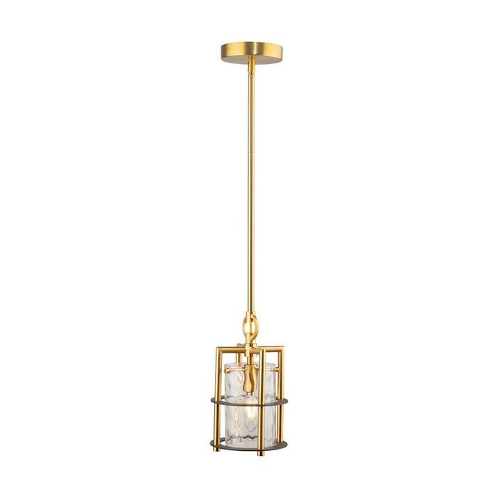 Artcraft Burford 1 Light Down Pendant, Brass/Black/Clear