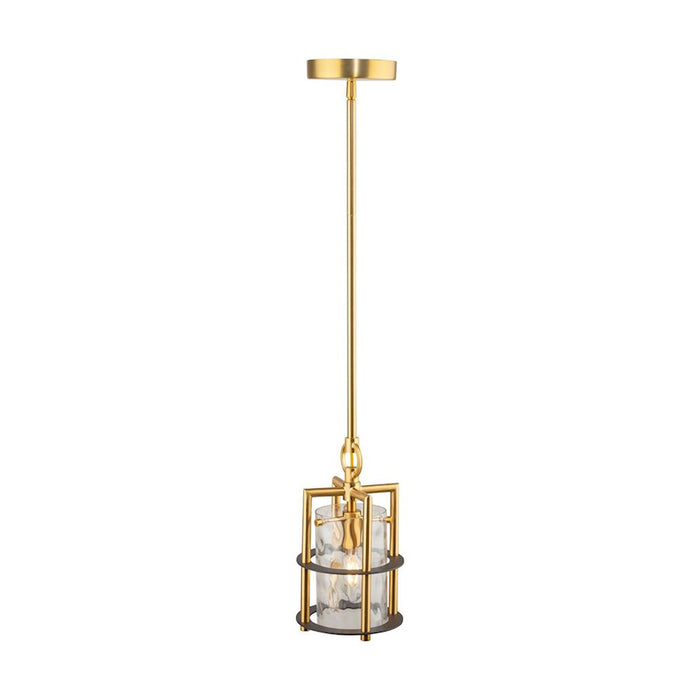 Artcraft Burford 1 Light Down Pendant, Brass/Black/Clear