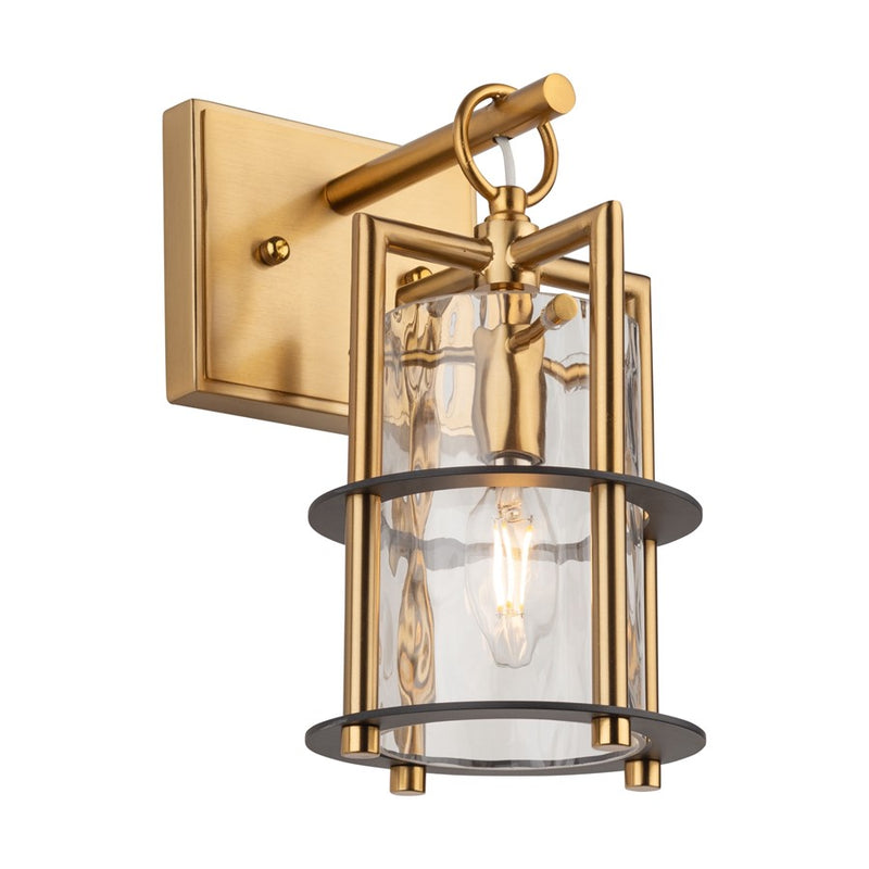 Artcraft Burford 1 Light Wall Sconce, Brass/Black/Clear