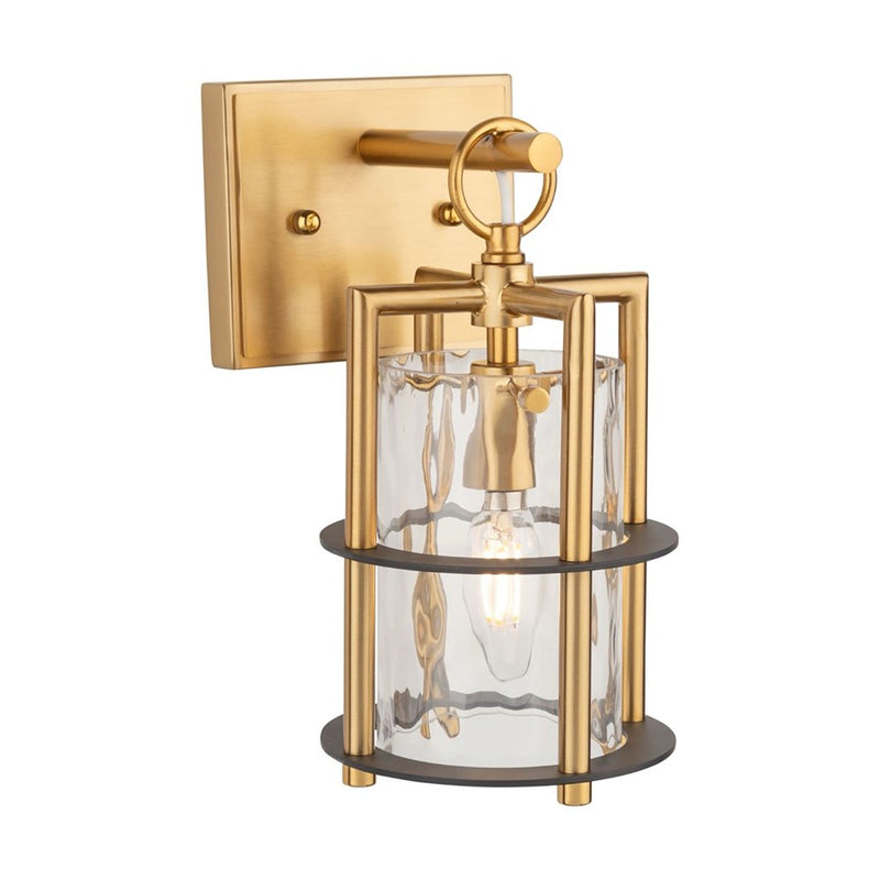 Artcraft Burford 1 Light Wall Sconce, Brass/Black/Clear