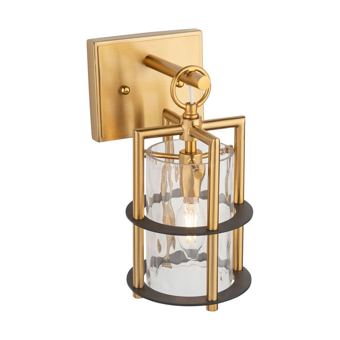 Artcraft Burford 1 Light Wall Sconce, Brass/Black/Clear