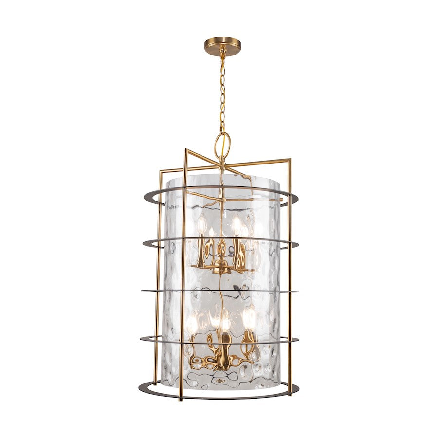 Artcraft Burford 12 Light Down Chandelier, Brass/Black/Clear - AC11812BB