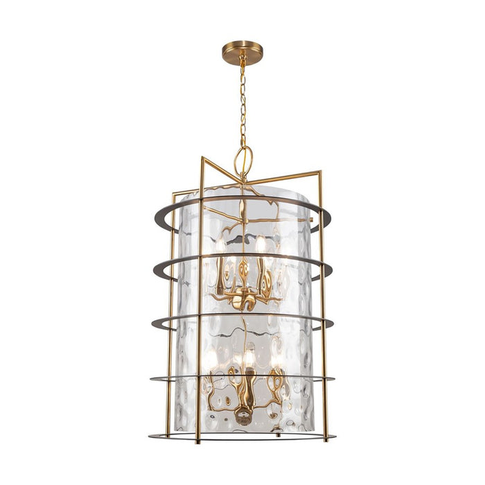 Artcraft Burford 12 Light Down Chandelier, Brass/Black/Clear