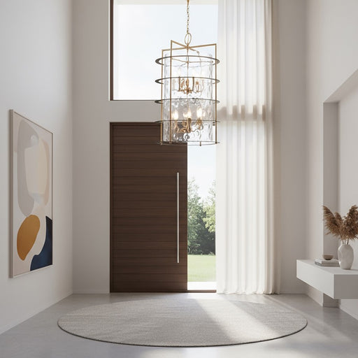 Artcraft Burford 12 Light Down Chandelier, Brass/Black/Clear