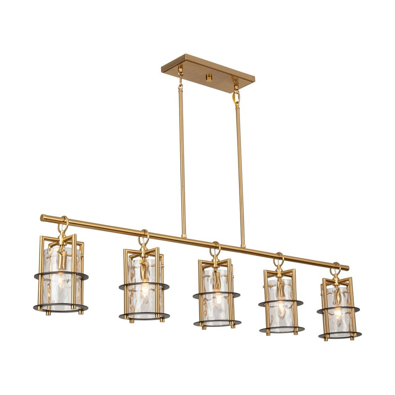 Artcraft Burford 5 Light Island Light, Brass/Black/Clear