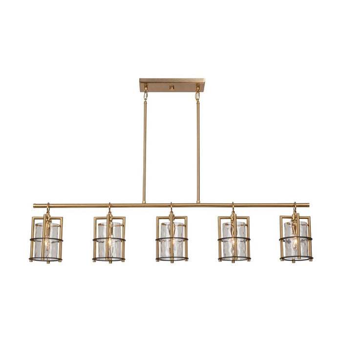 Artcraft Burford 5 Light Island Light, Brass/Black/Clear