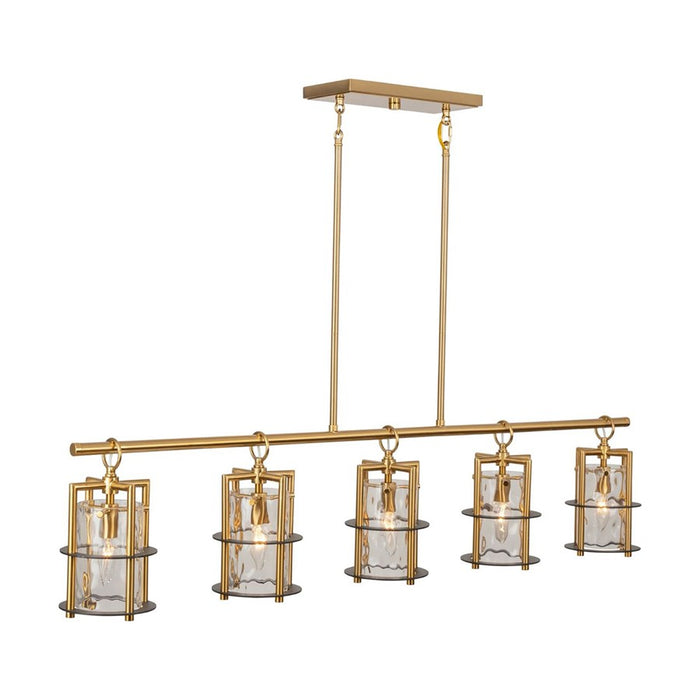 Artcraft Burford 5 Light Island Light, Brass/Black/Clear